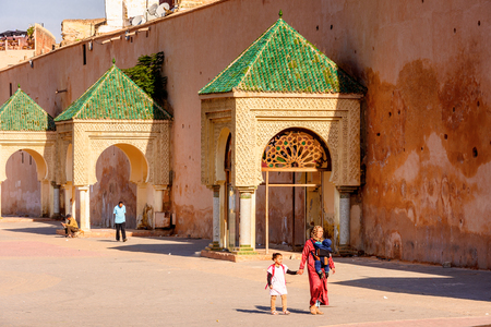 MEKNES, MOROCCO - SEP 10, 2015: Architecture of Meknes, a city in Morocco which was founded in the 11th century by the Almoravids as a military settlement,のeditorial素材