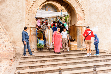 TETOUAN, MOROCCO - SEP 11, 2015: Architecture of Tetouan, a city in northern Morocco.  Tetouan is one of the two major ports of Morocco on the Mediterranean Sea.のeditorial素材