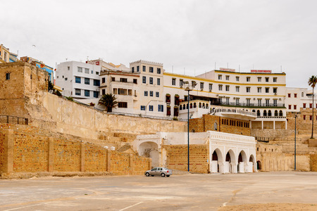 TANGIER, MOROCCO - SEP 11, 2015: Architecture of Tangier, a major city in northern Morocco. It is the capital of the Tanger-Tetouan-Al Hoceima Region and of the Tangier-Assilah prefecture of Morocco.のeditorial素材