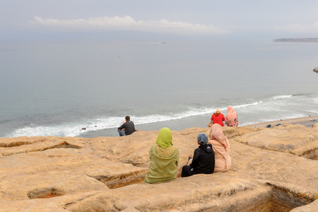 TANGIER, MOROCCO - SEP 11, 2015: Coast of Tangier, a major city in northern Morocco. It is the capital of the Tanger-Tetouan-Al Hoceima Region and of the Tangier-Assilah prefecture of Morocco.のeditorial素材