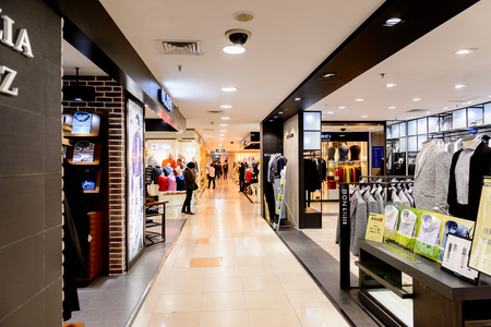 SHANGHAI, CHINA - APR 3, 2016: Interior of the New World Emporium shopping center in Shanghai, China,  located at the Nanjing Road.のeditorial素材
