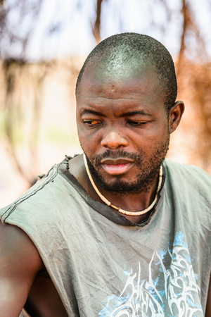 KAMANJAB, NAMIBIA - SEPTEMBER 07, 2015: Unidentified man from Himba tribe. The Himba are indigenous people living in northern Namibia and Angolaのeditorial素材