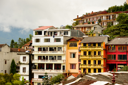 SAPA, VIETNAM - SEP 20, 2014: Houses and the nature  of Sapa, Lao Cai, Vietnam.  Sapa is a frontier town and capital of Sapa Districtのeditorial素材