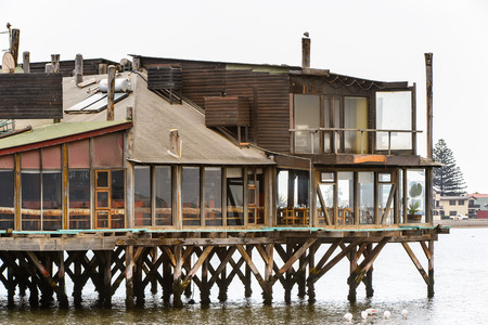 WALVIS BAY, NAMIBIA - JAN 7, 2016: Pier at the Walvis Bay, The English referred to it English as Whale Bay.のeditorial素材