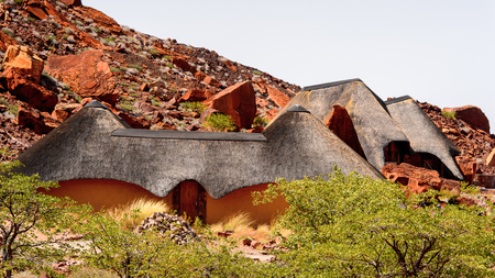 Twyfelfontein, namibia - Jan 8, 2016: Twyfelfontein Country Lodge. Lodge near the UNESCO World Heritage Site of Twyfelfonteinのeditorial素材