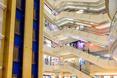 SHANGHAI, CHINA - APR 3, 2016: Interior of the New World Emporium shopping center in Shanghai, China,  located at the Nanjing Road.のeditorial素材
