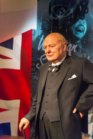 SHANGHAI, CHINA - APR 3, 2016: Winston Churchill at the Shanghai Madame Tussauds wax museum. Marie Tussaud was born as Marie Grosholtz in 1761のeditorial素材
