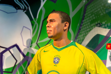 SHANGHAI, CHINA - APR 3, 2016: Brzilian football player Ronaldo at the Shanghai Madame Tussauds wax museum. Marie Tussaud was born as Marie Grosholtz in 1761のeditorial素材