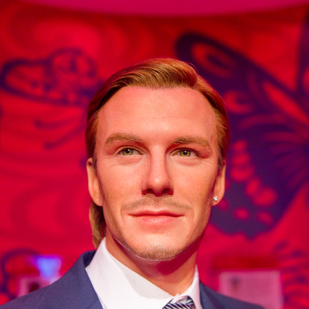 SHANGHAI, CHINA - APR 3, 2016: David Beckham at the Shanghai Madame Tussauds wax museum. Marie Tussaud was born as Marie Grosholtz in 1761のeditorial素材
