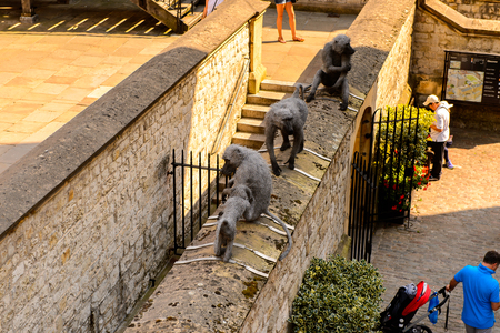 LONDON, ENGLAND - JUL 20, 2016: Part of the Tower of London (Her Majesty's Royal Palace and Fortress of the Tower of London), England. UNESCO World Heritageのeditorial素材