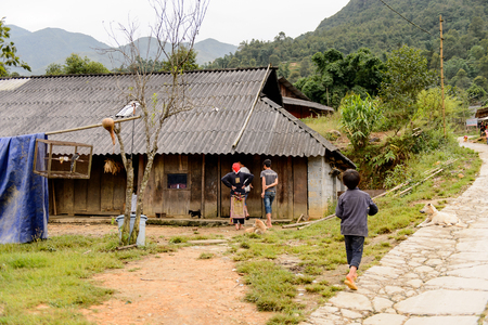 TA PHIN, LAO CAI, VIETNAM - SEP 21, 2014: Houses in the Ta Phin village is famous because of the minority ethnic group of Red Dao people who live hereのeditorial素材
