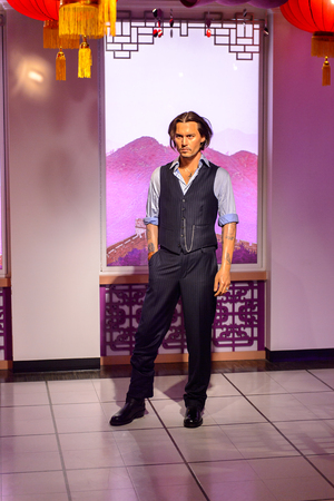 BEIJING, CHINA - APR 6, 2016: Johnny Depp at the  Beijing Madame Tussauds wax museum. Marie Tussaud was born as Marie Grosholtz in 1761のeditorial素材