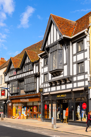 STRATFORD UPON AVON, ENGLAND - JULY 10, 2016: Architecture of Stratford Upon Avon, a market town in Warwickshire, Englandのeditorial素材