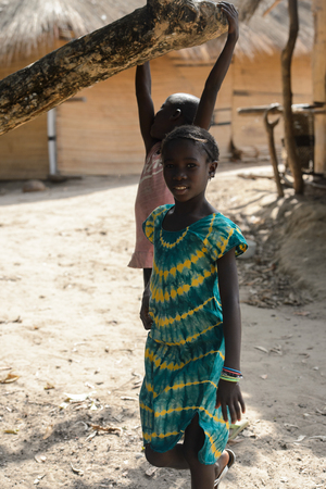 CANHABAQUE, GUINEA BISSAU - MAY 4, 2017: Unidentified local  in a village of the Canhabaque island. People in G.-Bissau still suffer of povertyのeditorial素材
