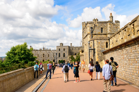 WINDSOR, ENGLAND - JULY 21, 2016: Part of the Windsor Castle, Berkshire, England. Official Residence of Her Majesty The Queenのeditorial素材