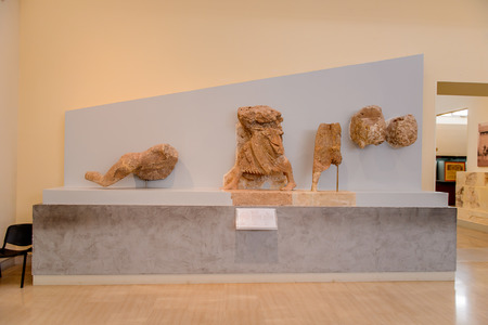 DELPHI, GREECE -APR 23, 2016: Interior of the Archaeological museum in Epidaurus, Greece. Delphi is a famous archaeogical site in Greece.のeditorial素材