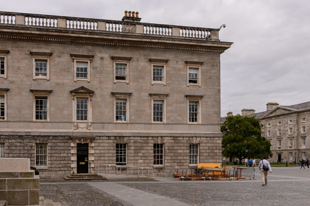 DUBLIN, IRELAND - JULY 12, 2016: Territory of Trinity college, University of Dublin, a research university in Ireland. The college was founded in 1592のeditorial素材