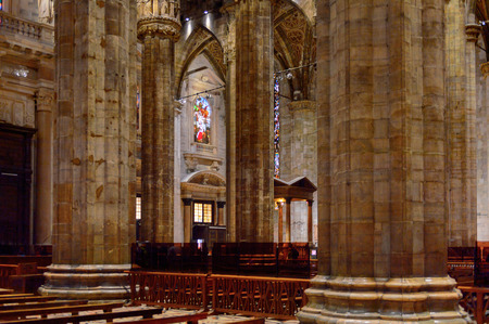 MILAN, ITALY - MAY 2, 2016: Interior of the  Duomo di Milano (Dome of Milan), Milan, Italy. Metropolitan Cathedral-Basilica of the Nativity of Saint Maryのeditorial素材