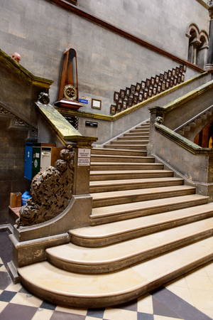 DUBLIN, IRELAND - JULY 12, 2016: Stairs at the Archaeological faculty of the Trinity college, University of Dublin, a research university in Ireland. The college was founded in 1592のeditorial素材