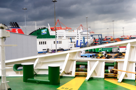 DUBLIN, IRELAND - JULY 11, 2016: Port of Dublin, the location where  approximatively two-thirds of the Republic of Ireland's port traffic goes viaのeditorial素材
