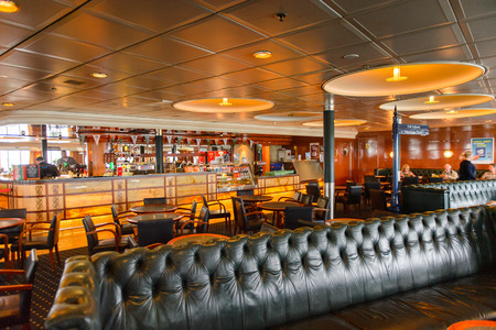 DUBLIN, IRELAND - JULY 11, 2016: Hall of the Irish ferries ship. The company is a division of Irish Continental Groupのeditorial素材