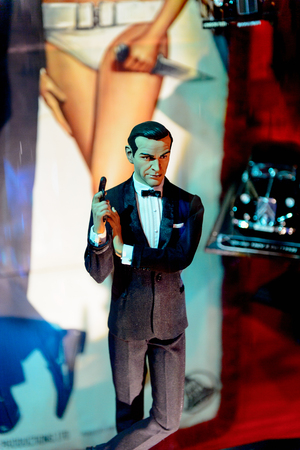 GENOVA, ITALY - MAY 4, 2016: Agent 007 James Bond,  International cinema museum in Genova, Italy. Museum with collections about the popular Hollywood movies.のeditorial素材
