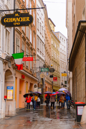 SALZBURG, AUSTRIA - MAY 1, 2016: Beautiful architecture of Salzburg, Austria. It is  the fourth-largest city in Austriaのeditorial素材