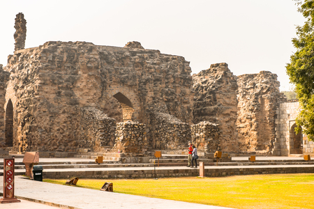 DELHI, INDIA - JAN 18, 2016: Qutb complex (Qutub),  an array of monuments and buildings at Mehrauli in Delhi, India. UNESCO World Heritage Siteのeditorial素材