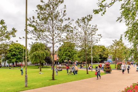 GALWAY, IRELAND - JULY 13, 2016: Eyre Square in Galway, Ireland. Galway will be European Capital of Culture in 2020のeditorial素材