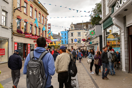 GALWAY, IRELAND - JULY 13, 2016: Crowd in the Shop street in Galway, Ireland. Galway will be European Capital of Culture in 2020のeditorial素材