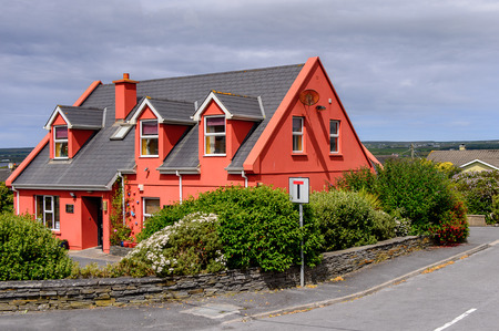 COUNTY CLARE, IRELAND - JULY 13, 2016: Houses at the Cliffs of Moher. Great touristic attractionのeditorial素材