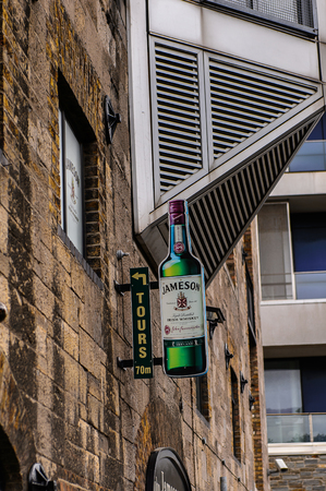 DUBLIN, IRELAND - JULY 12, 2016: Near the Old Jameson Distillery, Smithfield Square in Dublin, Ireland. The original site where Jameson Irish Whiskey was distilled until 1971のeditorial素材