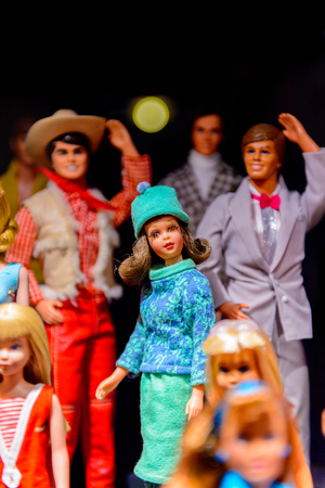 ROME, ITALY - MAY 7, 2016: Barbie dolls at the exhibition in Rome. Barbie  brand belongs to the American toy-company Mattel, Incのeditorial素材