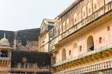 JAIPUR, INDIA - JAN 19, 2016: Part of the Amber Palace, a town near Jaipur, Rajasthan state, India. UNESCO World Heritage Site as part of the group Hill Forts of Rajasthan.のeditorial素材
