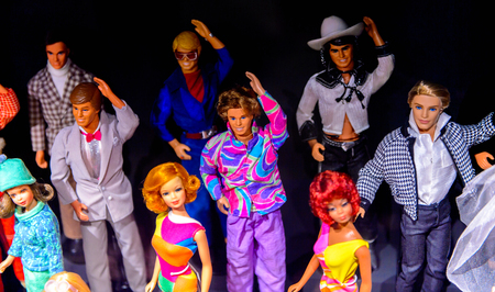 ROME, ITALY - MAY 7, 2016: Barbie dolls at the exhibition in Rome. Barbie  brand belongs to the American toy-company Mattel, Incのeditorial素材