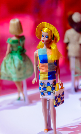 ROME, ITALY - MAY 7, 2016: Original Barbie doll at the exhibition in Rome. Barbie  brand belongs to the American toy-company Mattel, Incのeditorial素材