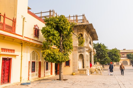 JAIPUR, INDIA - JAN 19, 2016: City Palace, a palace complex in Jaipur, Rajasthan, India. It was the seat of the Maharaja of Jaipur, the head of the Kachwaha Rajput clan.のeditorial素材