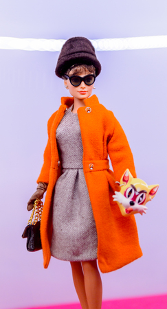 ROME, ITALY - MAY 7, 2016: Barbie doll  as Audrey Hepburn at the Barbie doll exhibition in Rome. Barbie  brand belongs to the American toy-company Mattel, Incのeditorial素材