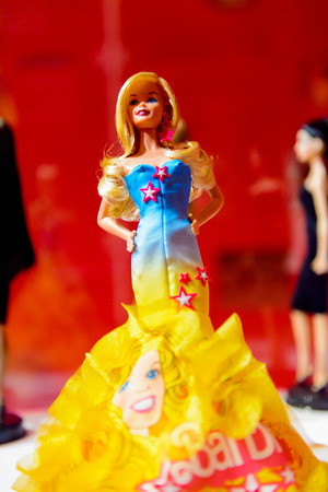 ROME, ITALY - MAY 7, 2016: Barbie doll exhibition in Rome. Barbie  brand belongs to the American toy-company Mattel, Incのeditorial素材