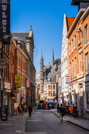 LEUVEN, BELGIUM - JUN 4, 2015: Architecture of Leuven, Belgium. Leuven is the capital of the province of Flemish Brabant in the Flemish Region, Belgiumのeditorial素材