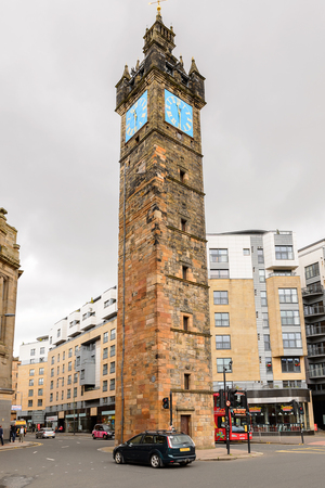 GLASGOW, SCOTLAND - JULY 16, 2016: Tolbooth Steeple, the Merchant city of Glasgow, Scotland. Glasgow is the largest city in Scotlandのeditorial素材