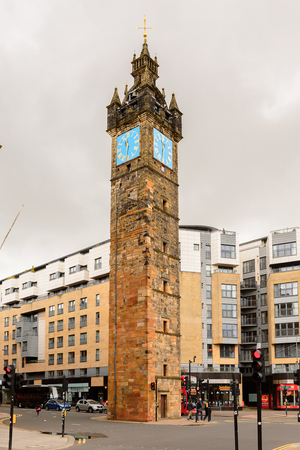 GLASGOW, SCOTLAND - JULY 16, 2016: Tolbooth Steeple, the Merchant city of Glasgow, Scotland. Glasgow is the largest city in Scotlandのeditorial素材