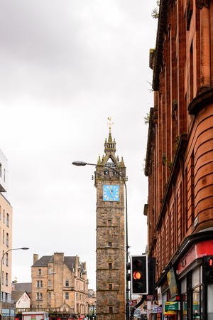 GLASGOW, SCOTLAND - JULY 16, 2016: Tolbooth Steeple, the Merchant city of Glasgow, Scotland. Glasgow is the largest city in Scotlandのeditorial素材