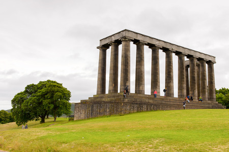EDINBURG, SCOTLAND - JULY 17, 2016: National Monument, Calton Hill, Edinburgh, Scotland. Old Town and New Town are a UNESCO World Heritage Siteのeditorial素材