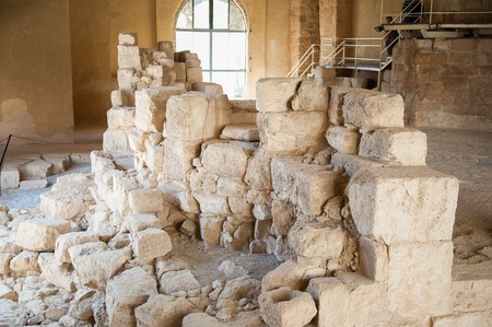 MADABA, JORDAN - APR 28, 2014: Hippolytus Hall in the Archaeological Museum of Madaba. It's the place where some mosaics from the 5th to 7th are preservedのeditorial素材