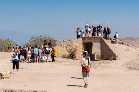 GADARA, JORDAN - MAY 2, 2014: Unidentified tourists in the ancient town of Gadara, Jordan. By the third century BC the Gadara town was of some cultural importance.のeditorial素材
