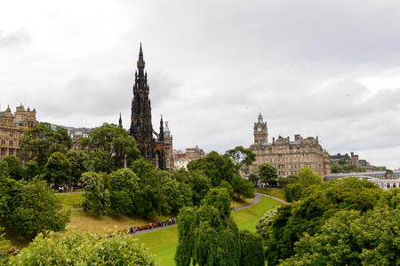 EDINBURG, SCOTLAND - JULY 17, 2016: Church spire of Edinburgh, Scotland. Old Town and New Town are a UNESCO World Heritage Siteのeditorial素材