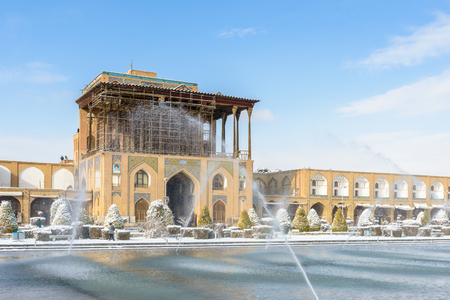 ISFAHAN, IRAN - JAN 7, 2014: Ali Qapu palace in Iran, Jan 7, 2014. The building is forty-eight meters high and there are seven floorsのeditorial素材