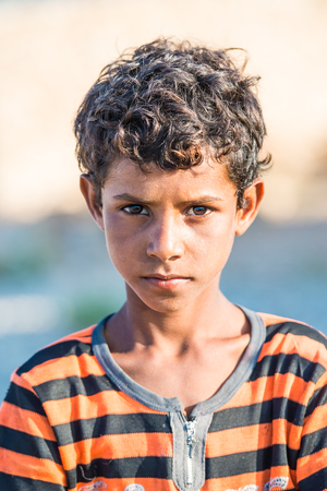 SOCOTRA, YEMEN - JAN 15, 2014: Unidentified Yemeni boys portrait from the Socotra Archipelago. Children on the  Socotra Archipelago grow without educationのeditorial素材