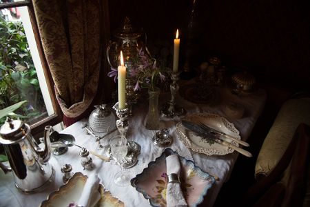 LONDON, ENGLAND - JUL 22, 2016: Candles in the Sherlock Holmes Museum, 221 Baker Street, London. Sherlock Holmes  is a fictional private detective created by Sir Arthur Conan Doyleのeditorial素材